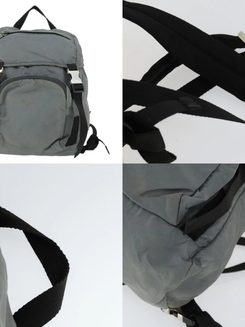 PRADA Backpack Nylon Gray Silver Auth BA10134 - Picture 13 of 15